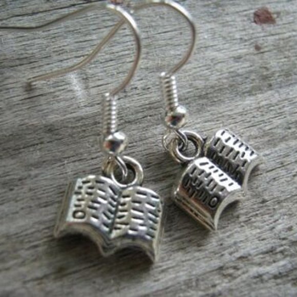 Book Silver Earrings - Picture 3 of 3